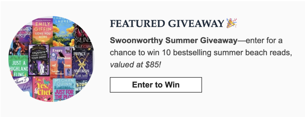 Screenshot of a Featured giveaway in a Ravish newsletter for romance readers
